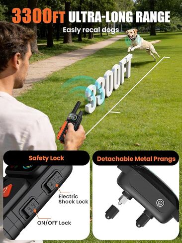 2-in-1 Dog Bark & Shock Collar, Dog Training Collar with 4 Training Modes Beep/Vibration/Shock/no Shock, 3300FT Remote, IPX7 Waterproof E Collars with AI Anti Barking for Small Medium Large Dog in Kuwait