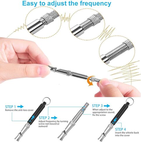 2 Pack Dog Whistle, Dog Whistle to Stop Barking Neighbors Dog, Adjustable Ultrasonic Silent Dog Whistle, Professional Recall Dog Training Whistles, with Lanyard (Black+White) in Kuwait