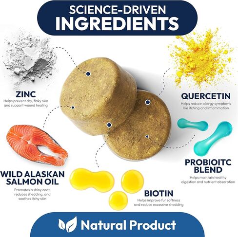Omega 3 for Dogs - 250 Fish Oil Chews for Dog Shedding, Allergy & Itch Relief, Hot Spot Treatment - Advanced Skin & Coat Supplement - Joint Health - EPA & DHA Fatty Acids - Salmon Oil & Probiotics in Kuwait