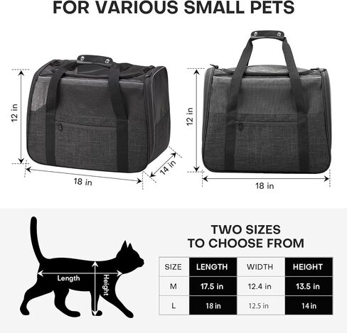 JUNGYOUN Premium Cat Carrier - حامل الحيوانات الأليفة للقطط والكلاب الصغيرة حتى 15 رطلاً - حامل كلب للسفر معتمد من شركة الطيران مع سحابات مضادة للهروب، وعاء سفر قابل للطي وحزام مبطن in Kuwait