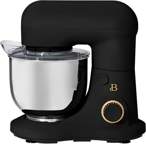 3.5 Qt Stand Mixer, 300W Powerful Motor, Tilt-Head Design with Stainless Steel Bowl, 12 Speeds, Includes Dough Hook Whisk Beater for Baking Mixing (Black Sesame) in Kuwait