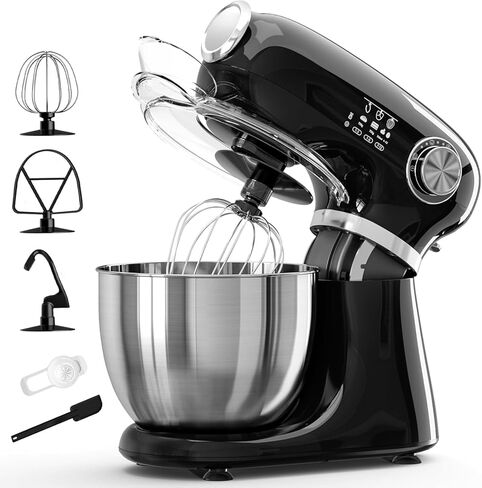 Kismile 5.5QT Tilt-Head Stand Mixer, 12-Speed Electric Mixer with 304 Stainless Steel Bowl - Includes Whisk, Dough Hook, Beater for Baking Bread, Cakes, Cookies (Light Black) in Saudi Arabia