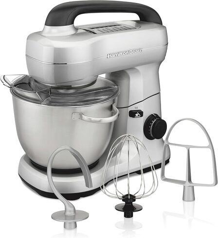 Hamilton Beach Stand Mixer with 4 Quart Stainless Steel Bowl, 7 Speeds, 300 Watt Motor, Silver, R63392 (Renewed) in Kuwait
