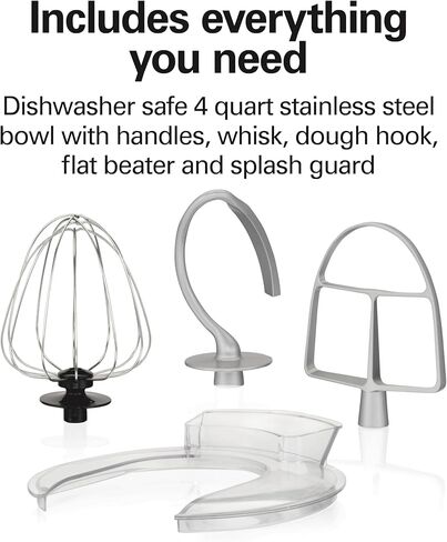 Hamilton Beach Stand Mixer with 4 Quart Stainless Steel Bowl, 7 Speeds, 300 Watt Motor, Silver, R63392 (Renewed) in Kuwait
