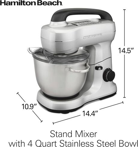 Hamilton Beach Stand Mixer with 4 Quart Stainless Steel Bowl, 7 Speeds, 300 Watt Motor, Silver, R63392 (Renewed) in Kuwait
