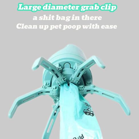 Pooper Scooper for Small Dogs, Portable No‑Touch Waste Picker with Built‑In Bag Dispenser 1 Roll 15PCS Bags, One‑Handed Claw Grabber, Leak‑Resistant Storage for Small & Medium Dogs, Cats & Small Pets in Kuwait
