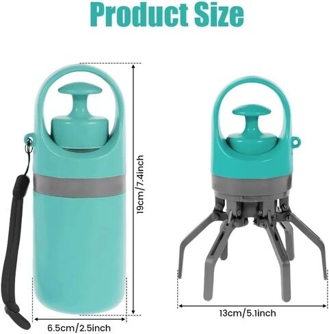 Pooper Scooper for Small Dogs, Portable No‑Touch Waste Picker with Built‑In Bag Dispenser 1 Roll 15PCS Bags, One‑Handed Claw Grabber, Leak‑Resistant Storage for Small & Medium Dogs, Cats & Small Pets in Kuwait