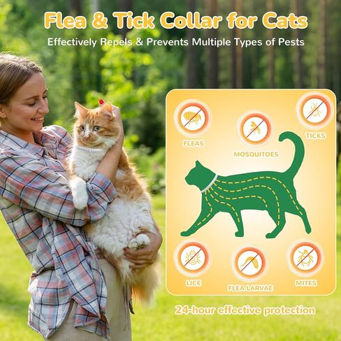 4 Pack Natural Flea Collar for Cats,Cat Flea and Tick Treatment,32 Months Protection Flea and Tick Prevention for Cats,Waterproof Cat Flea Collar,Adjustable Cat Flea and Tick for Kittens & Adult Cat in Kuwait
