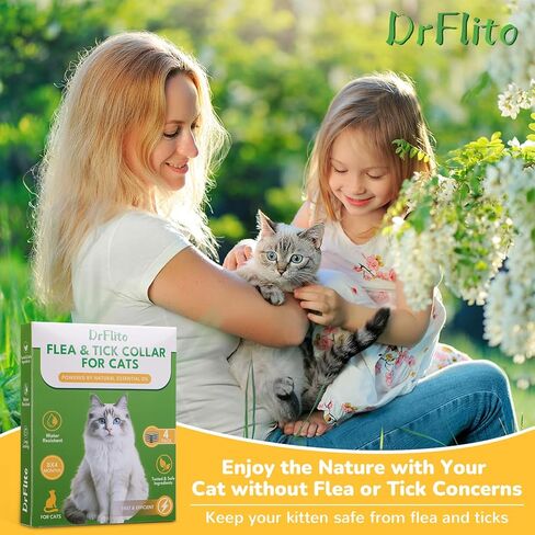 4 Pack Natural Flea Collar for Cats,Cat Flea and Tick Treatment,32 Months Protection Flea and Tick Prevention for Cats,Waterproof Cat Flea Collar,Adjustable Cat Flea and Tick for Kittens & Adult Cat in Kuwait
