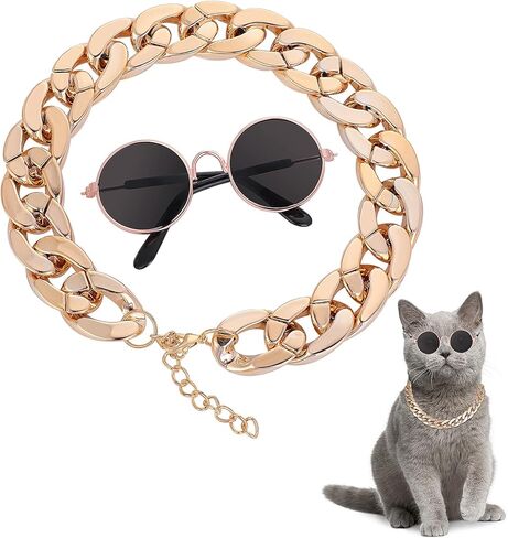 Molain Cat النظارات الشمسية سلسلة ذهبية زي الزينة للأشعة فوق البنفسجية حماية الكلاسيكية الرجعية جرو النظارات الشمسية الرجعية فو صور الدعائم in Kuwait