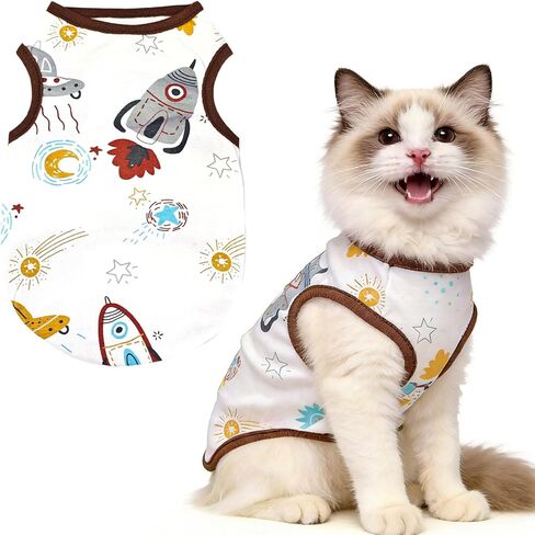 PETCARE لطيف الكرتون القط القمصان للقطط فقط لينة القطن بلايز الوردي المهر القط الملابس للقطط فقط الإناث الذكور السلالات الصغيرة الحيوانات الأليفة منامة بلا أكمام الحيوانات الأليفة تانك الأعلى الربيع الصيف هريرة الملابس in Kuwait