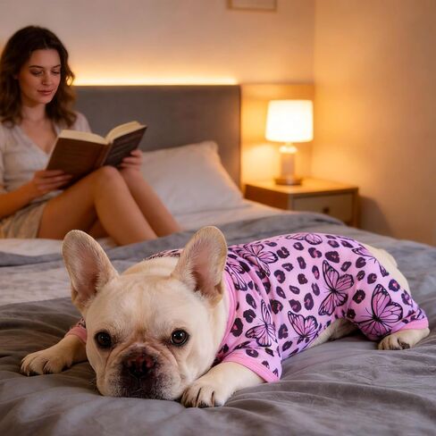 Dog Summer Pajamas Onesie Soft Breathable Puppy Jumpsuit Lightweight Dog Clothes for Small Medium Dogs Cat Pet Clothes(Pink Leopard, Medium) in Kuwait