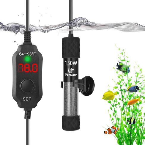 25W Compact Aquarium Heater for 3-5 Gallon Tanks | Super Short Submersible Fish Tank Heater with LED Digital Thermostat, Dry-Run & Overheat Protection, Memory Function in Kuwait