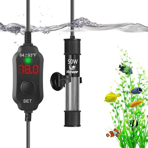 25W Compact Aquarium Heater for 3-5 Gallon Tanks | Super Short Submersible Fish Tank Heater with LED Digital Thermostat, Dry-Run & Overheat Protection, Memory Function in Kuwait