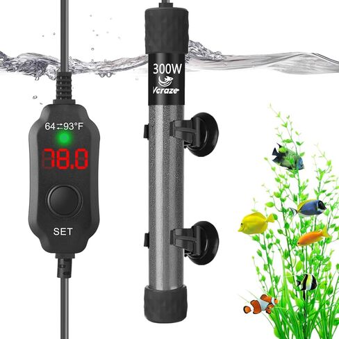 25W Compact Aquarium Heater for 3-5 Gallon Tanks | Super Short Submersible Fish Tank Heater with LED Digital Thermostat, Dry-Run & Overheat Protection, Memory Function in Kuwait