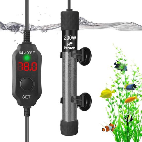 25W Compact Aquarium Heater for 3-5 Gallon Tanks | Super Short Submersible Fish Tank Heater with LED Digital Thermostat, Dry-Run & Overheat Protection, Memory Function in Kuwait