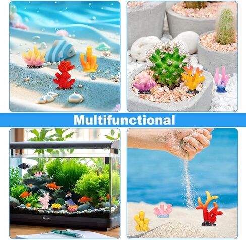 24pcs Mini Fake Resin Coral Reef, Miniature Resin Coral Figurines 12 Styles Colored Small Artificial Plants for Fish Tank Garden Flower Pot Bonsai Tiny Micro Landscape Decors Faux Coastal Beach Ocean in Kuwait