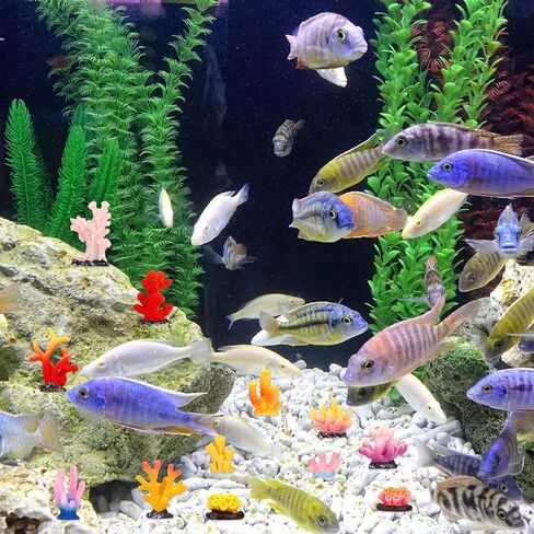 24pcs Mini Fake Resin Coral Reef, Miniature Resin Coral Figurines 12 Styles Colored Small Artificial Plants for Fish Tank Garden Flower Pot Bonsai Tiny Micro Landscape Decors Faux Coastal Beach Ocean in Kuwait