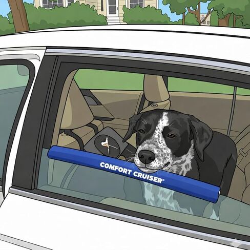 Comfort Cruiser Dog Window Bumper Cushion – 2 Pack, 18" Long, Cut to Fit – Car Window Protector for Dogs Neck & Chin – No Tools Required – Car Dog Products by Dog Bed King in Kuwait