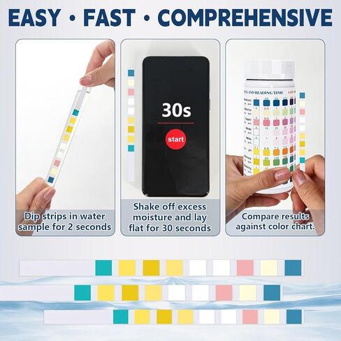 9 in 1 Aquarium Test Strips, 100 Count, Fish Tank Water Test Kit for Freshwater & Saltwater, Tests Nitrate, Nitrite, pH, KH, Total Alkalinity, Hardness, Free Chlorine, Copper & Phosphate in Kuwait