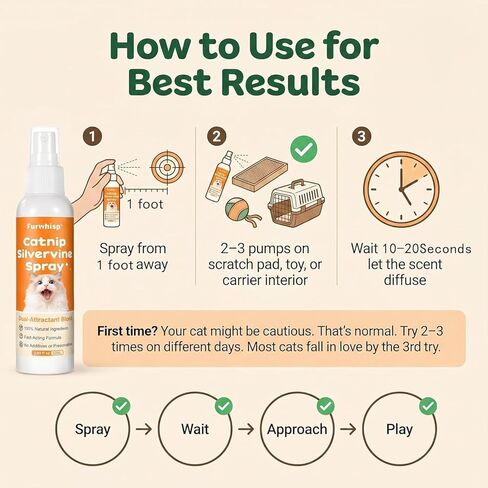 Catnip Spray with Silvervine,100% Natural Dual-Plant Formula,Loved by 9 Out of 10 Cats, Renews Old Toys & Encourages Positive Scratching, Indoor & Outdoor Use – 2 oz in Kuwait