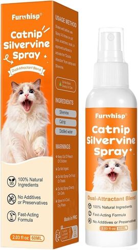 Catnip Spray with Silvervine,100% Natural Dual-Plant Formula,Loved by 9 Out of 10 Cats, Renews Old Toys & Encourages Positive Scratching, Indoor & Outdoor Use – 2 oz in Kuwait