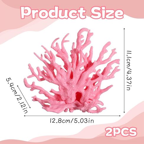 Artificial Coral Reef Decor Pink Aquarium Decor 2 PCS Pink Fake Coral, Corals Decors for Fish Tank Aquarium Corals Decoration 12.8x5.4x11.1cm in Kuwait