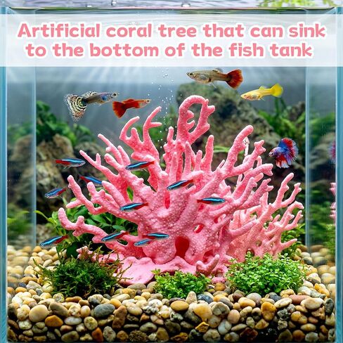 Artificial Coral Reef Decor Pink Aquarium Decor 2 PCS Pink Fake Coral, Corals Decors for Fish Tank Aquarium Corals Decoration 12.8x5.4x11.1cm in Kuwait