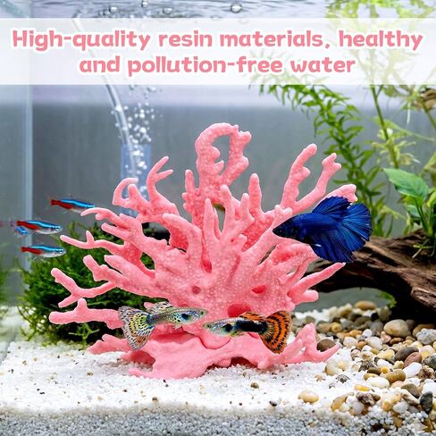 Artificial Coral Reef Decor Pink Aquarium Decor 2 PCS Pink Fake Coral, Corals Decors for Fish Tank Aquarium Corals Decoration 12.8x5.4x11.1cm in Kuwait