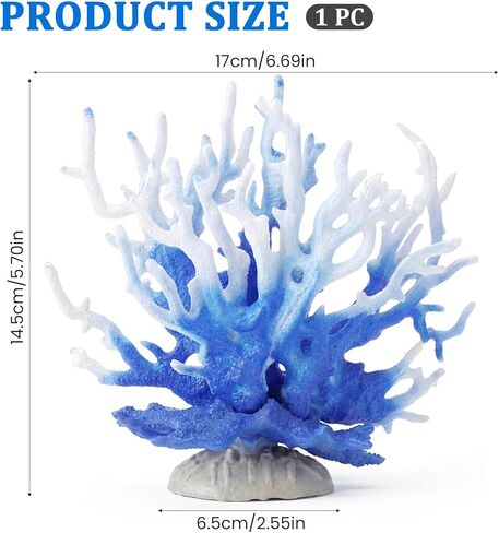 Fish Tank Fake Coral, Artificial Aquarium Coral Ornament, Aquarium Decor Plastic Plant Small, Multi-Purpose Simulation Water Grass, Faux Aquariums Ornament, Blue in Kuwait