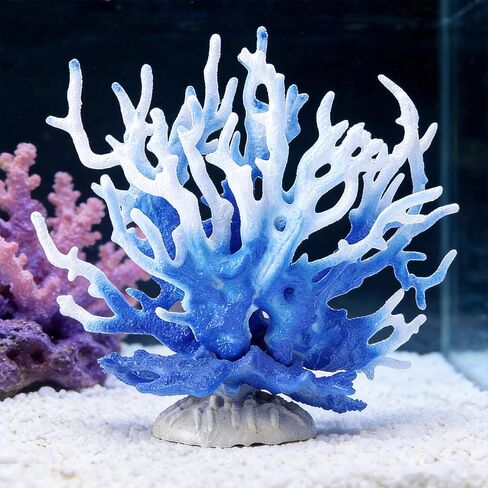 Fish Tank Fake Coral, Artificial Aquarium Coral Ornament, Aquarium Decor Plastic Plant Small, Multi-Purpose Simulation Water Grass, Faux Aquariums Ornament, Blue in Kuwait