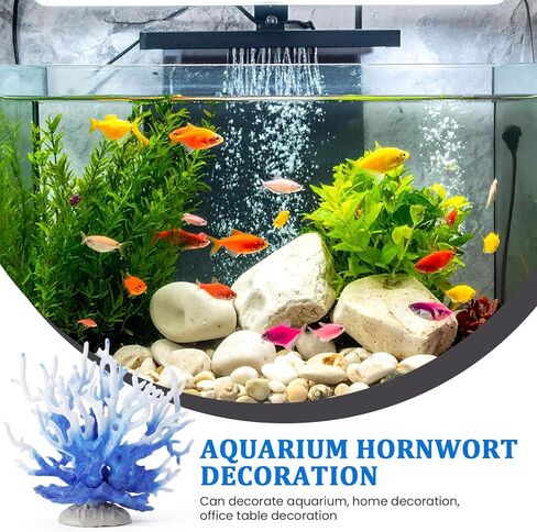 Fish Tank Fake Coral, Artificial Aquarium Coral Ornament, Aquarium Decor Plastic Plant Small, Multi-Purpose Simulation Water Grass, Faux Aquariums Ornament, Blue in Kuwait