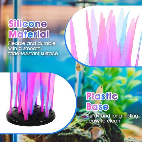 LLOUSSAK 2 Pcs Aquarium Glowing Kelp Plant, Soft Silicone Glowing Fish Tank Decorations, Fluorescence Coral Pink Fish Tank Decor for Aquarium in Kuwait
