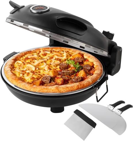 12 Inch Electric Pizza Oven Indoor Portable, Stone Baked Pizza Maker Heats up to 800˚F, Pizza Maker Machine Temperatures control (Black) in Saudi Arabia