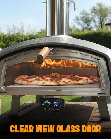 16" Wood-Fired Pizza Oven for Cooking Bigger Size Pizzas & More Food– Outdoor Portable Pizza Stove with Thermometer, Glass Door & Folding Legs, for Patio Backyard Camping Tailgating, PS109 in Kuwait