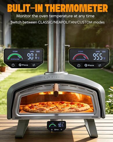 16" Wood-Fired Pizza Oven for Cooking Bigger Size Pizzas & More Food– Outdoor Portable Pizza Stove with Thermometer, Glass Door & Folding Legs, for Patio Backyard Camping Tailgating, PS109 in Kuwait