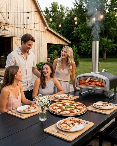 16" Wood-Fired Pizza Oven for Cooking Bigger Size Pizzas & More Food– Outdoor Portable Pizza Stove with Thermometer, Glass Door & Folding Legs, for Patio Backyard Camping Tailgating, PS109 in Kuwait