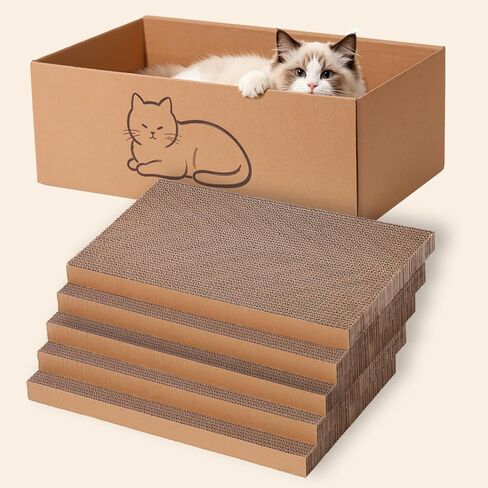 Cat Scratcher, 5 Pack Cat Scratch Pads, 16.5'' x 9.4'' Large Cardboard Cat Scratchers for Indoor Cats to Protect Furniture in Kuwait