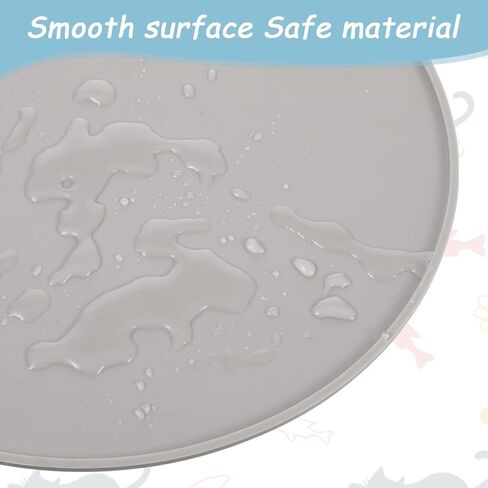 Silicone Pet Food Mat, Waterproof Nonslip Feeding Bowl Mat with Raised Edges for Dog Cat Puppy Kitten, Round Small Silicone Tray Prevent Spills (9.84'' × 9.84'') in Kuwait