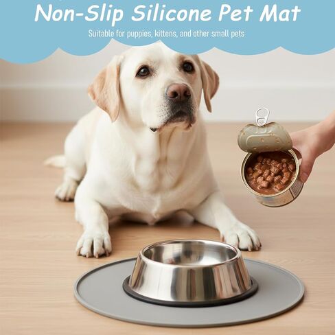 Silicone Pet Food Mat, Waterproof Nonslip Feeding Bowl Mat with Raised Edges for Dog Cat Puppy Kitten, Round Small Silicone Tray Prevent Spills (9.84'' × 9.84'') in Kuwait