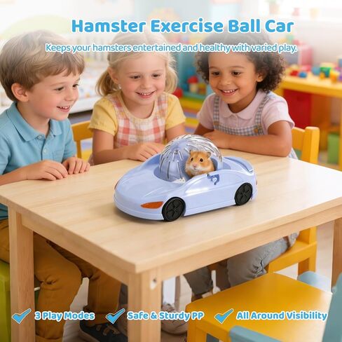 Hamster Exercise Ball Sports Car, Hamster Car with Detachable Transparent Ball, 3 Modes Funny Exercise Wheel, Small Exercise Ball for Dwarf Small Pet (Blue) in Saudi Arabia