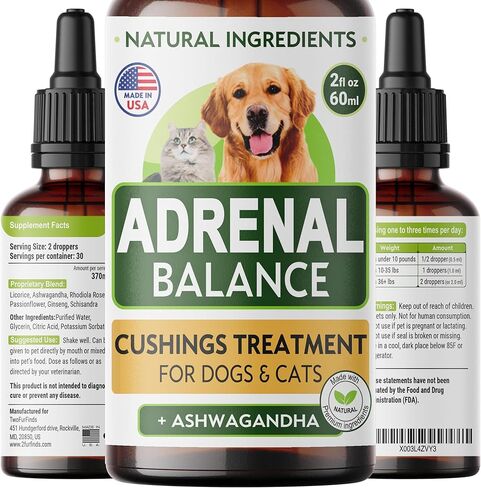 Аdrеnаl Balance for Dogs and Cats - Cushings Treatment for Pets, Аdrеnаl Support w/Ashwagandha, Licorice Root, Rhodiola Rosea – Best Cushings Treatment for Dogs - 2oz Harmony Herbal Drops in Kuwait