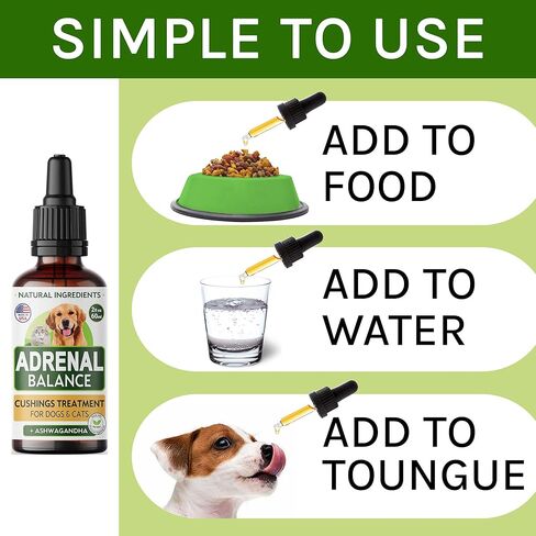Аdrеnаl Balance for Dogs and Cats - Cushings Treatment for Pets, Аdrеnаl Support w/Ashwagandha, Licorice Root, Rhodiola Rosea – Best Cushings Treatment for Dogs - 2oz Harmony Herbal Drops in Kuwait