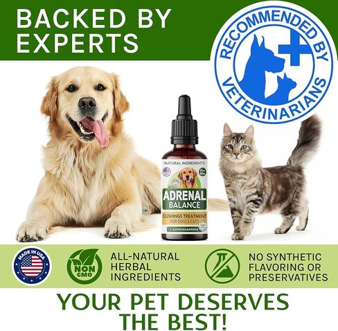 Аdrеnаl Balance for Dogs and Cats - Cushings Treatment for Pets, Аdrеnаl Support w/Ashwagandha, Licorice Root, Rhodiola Rosea – Best Cushings Treatment for Dogs - 2oz Harmony Herbal Drops in Kuwait