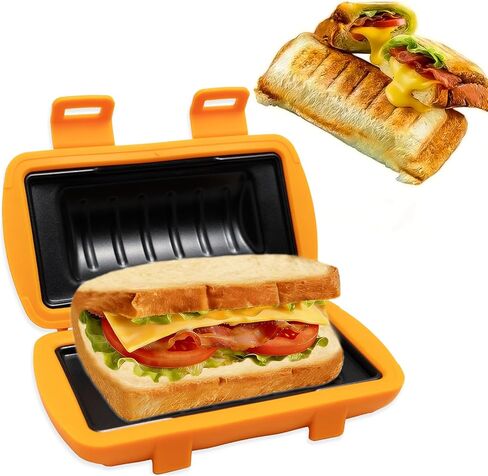 Microwave Sandwich Maker, Grilled Cheese Maker, Panini Press, Hot Dog Toaster Maker, Double-Sided Pocket Mini Pie Maker, Non Stick, Crispy and Melted in Minutes for Breakfast Sandwiches, Toasties in Kuwait
