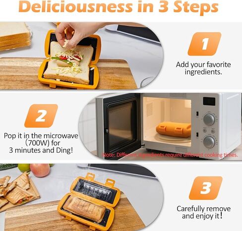 Microwave Sandwich Maker, Grilled Cheese Maker, Panini Press, Hot Dog Toaster Maker, Double-Sided Pocket Mini Pie Maker, Non Stick, Crispy and Melted in Minutes for Breakfast Sandwiches, Toasties in Kuwait