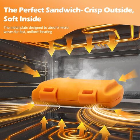 Microwave Sandwich Maker, Grilled Cheese Maker, Panini Press, Hot Dog Toaster Maker, Double-Sided Pocket Mini Pie Maker, Non Stick, Crispy and Melted in Minutes for Breakfast Sandwiches, Toasties in Kuwait