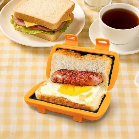Microwave Sandwich Maker, Grilled Cheese Maker, Panini Press, Hot Dog Toaster Maker, Double-Sided Pocket Mini Pie Maker, Non Stick, Crispy and Melted in Minutes for Breakfast Sandwiches, Toasties in Kuwait