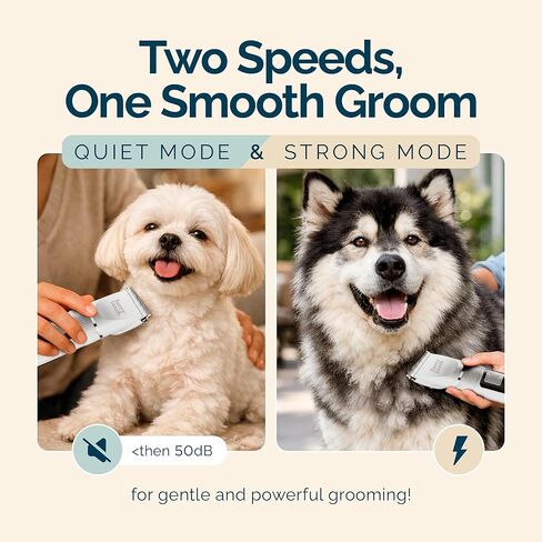 Dog Grooming Kit - 2 Power Modes Quiet & Strong, Cordless Dog Clippers for Grooming & Dogs Hair Trimmer for Groomings, Ceramic Blades, 6 Guide Combs, Rechargeable Trimmer for Cats and Pets in Kuwait