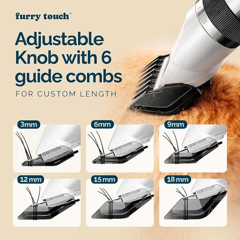 Dog Grooming Kit - 2 Power Modes Quiet & Strong, Cordless Dog Clippers for Grooming & Dogs Hair Trimmer for Groomings, Ceramic Blades, 6 Guide Combs, Rechargeable Trimmer for Cats and Pets in Kuwait
